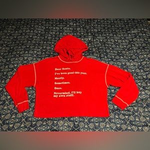 Altar’d State Red “Dear Santa” Christmas Crop Hoodie